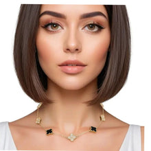 Load image into Gallery viewer, Imspired Van Kleef Chic Enchantment: Gold or Silver  Black Clover Station Pendant Necklace (rhinestone)
