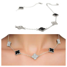 Load image into Gallery viewer, Imspired Van Kleef Chic Enchantment: Gold or Silver  Black Clover Station Pendant Necklace (rhinestone)
