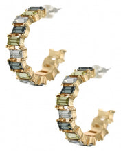 Load image into Gallery viewer, Baguette C-Hoop Stud color Earring pierced
