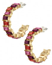 Load image into Gallery viewer, Baguette C-Hoop Stud color Earring pierced
