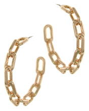Load image into Gallery viewer, Chain hoop earrings (2 color options)
