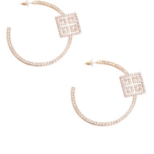 Load image into Gallery viewer, Inspired &quot;GIVENCHY Paris &quot;rhinestone gold hoop earrings
