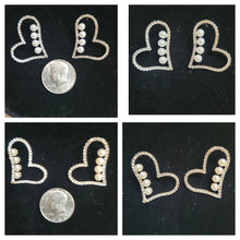 Load image into Gallery viewer, Rhinestone &amp; pearl heart shaped earrings
