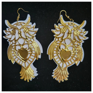 Owl wooden lrg earrings