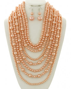Punk pearl necklace sets (various colors)