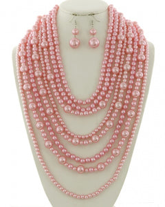 Punk pearl necklace sets (various colors)