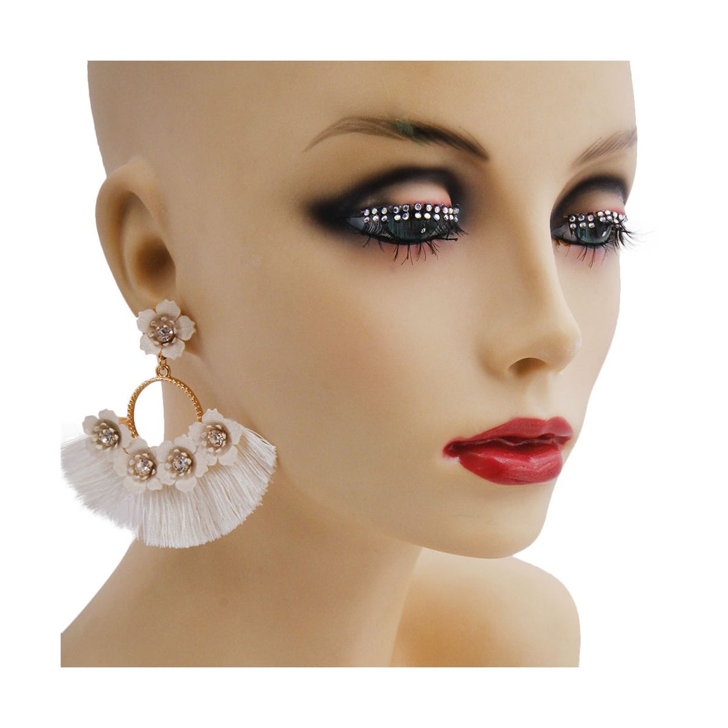 White whisper tassel earrings