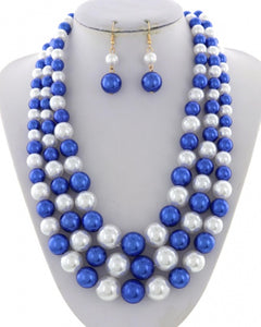 Nipsey Blue 3 strand pearl necklace set