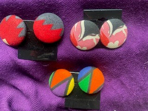 Custom made fabric circle shaped earrings